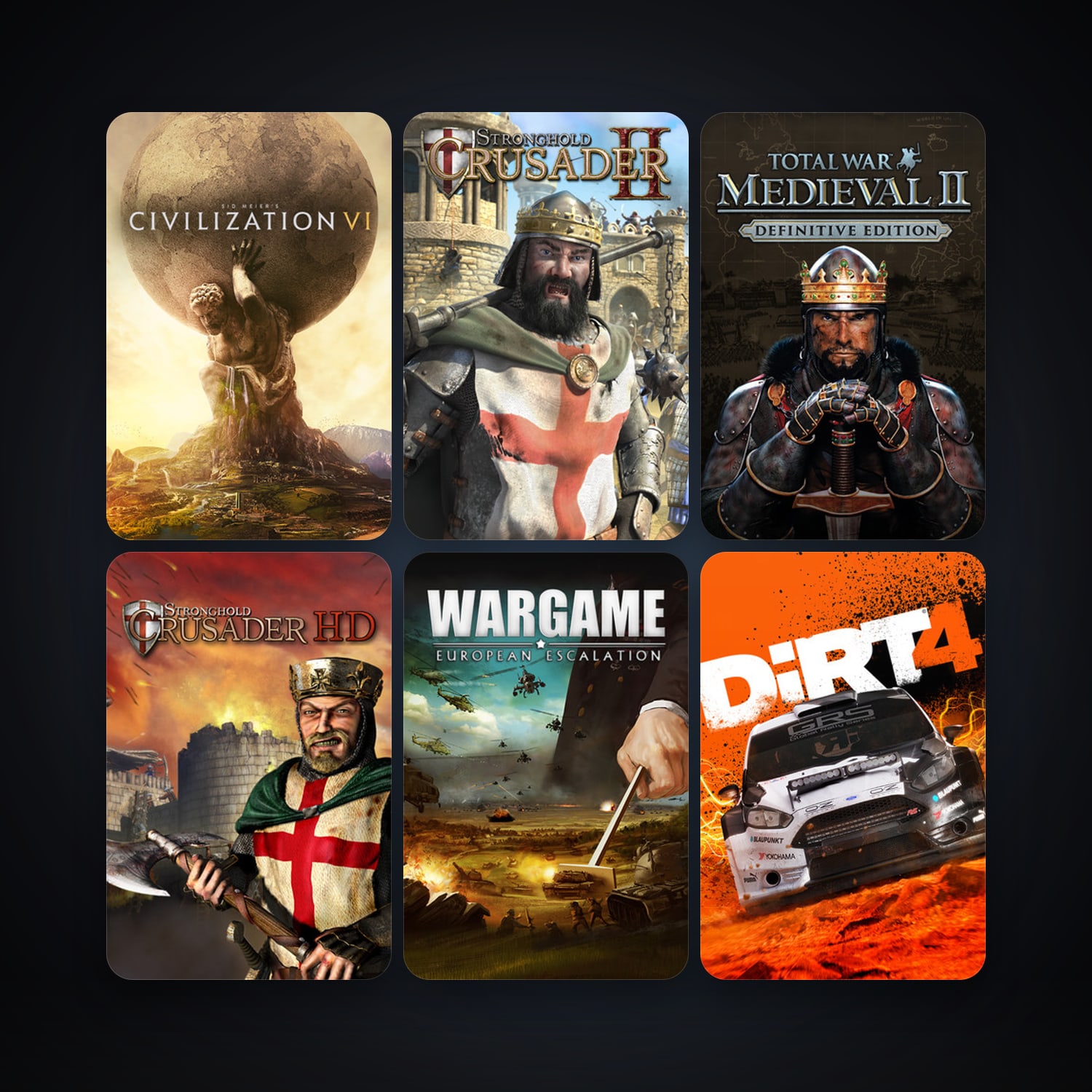Medieval II: Total War + Stronghold Crusader HD, 12 games, clean — HabibiAccounts