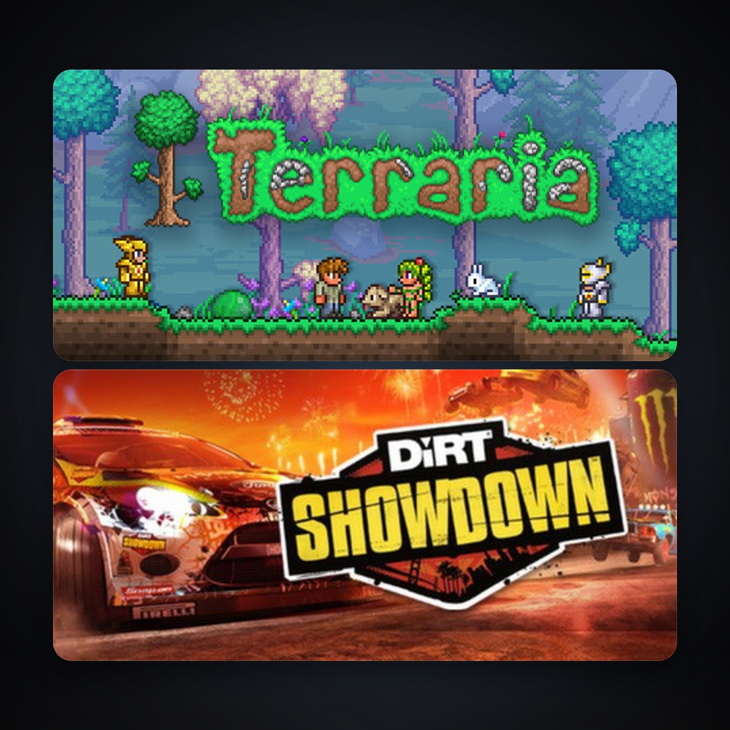 Terraria + DiRT Showdown, 3 games, clean — HabibiAccounts
