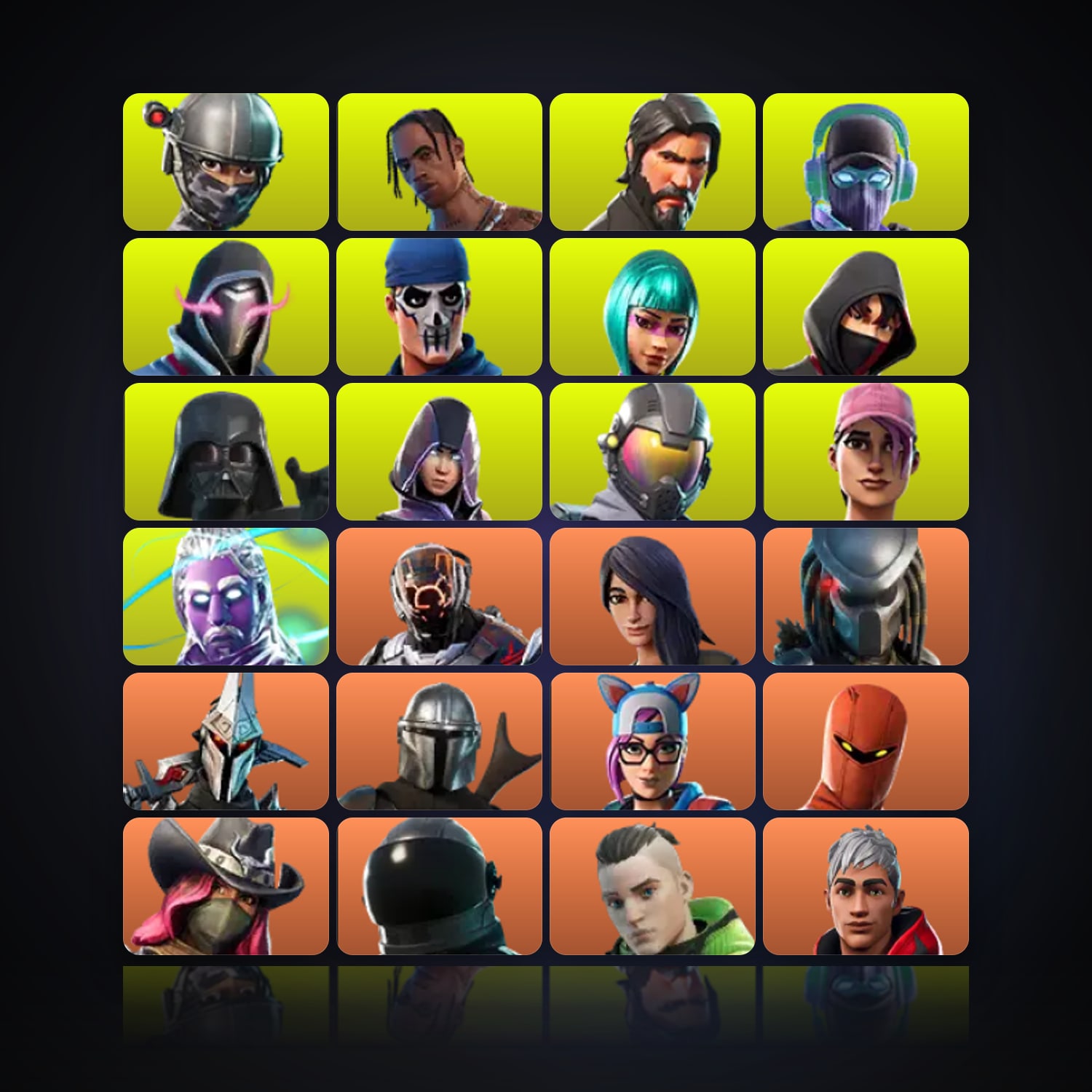 هالحساب فورتنايت، اللوكر مليان 310 سكن، 200 فيبوكس، لفل 3574، 2.6K فوز — HabibiAccounts