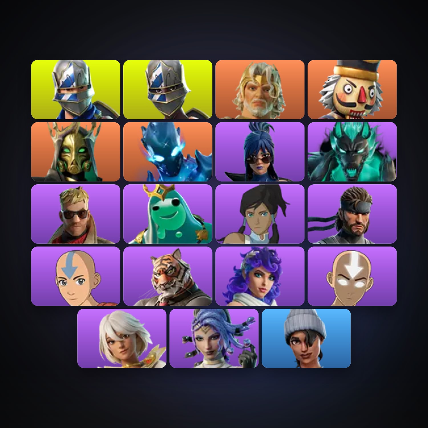 Fortnite locker — 19 skins — 100 V-Bucks — lvl 497 — HabibiAccounts