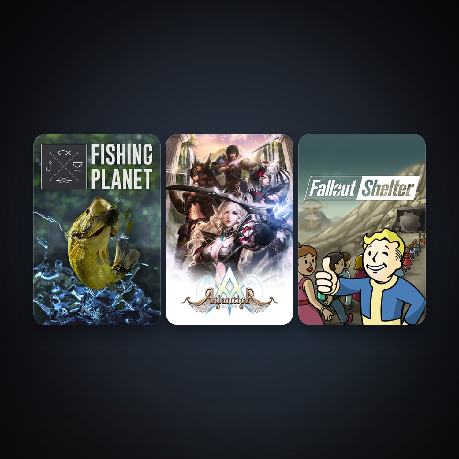 Fishing Planet + Fallout Shelter, 4 games, clean — HabibiAccounts