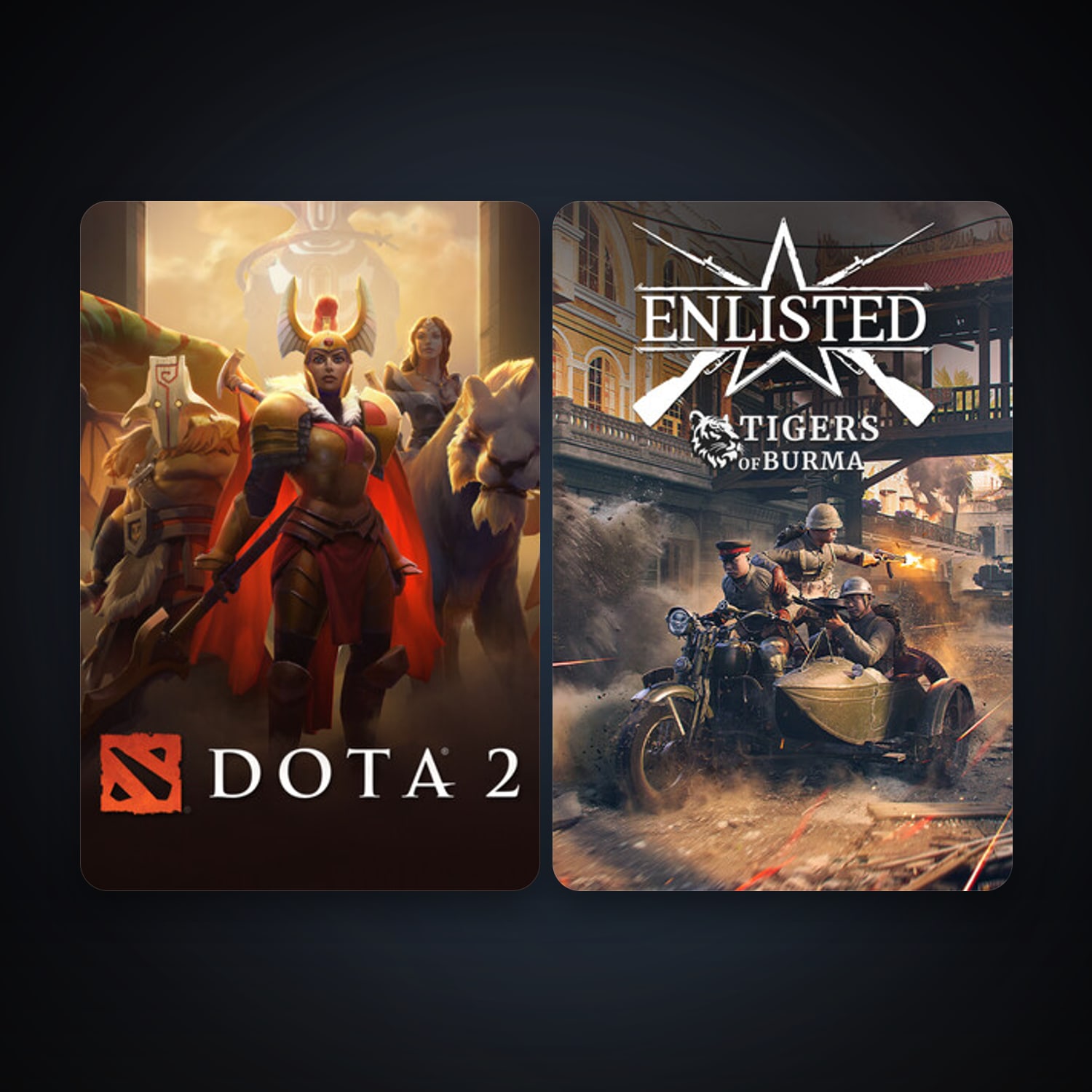 هالحساب ستيم فلين، Dota 2 وEnlisted، 4 لعبة، صامد واضح — HabibiAccounts