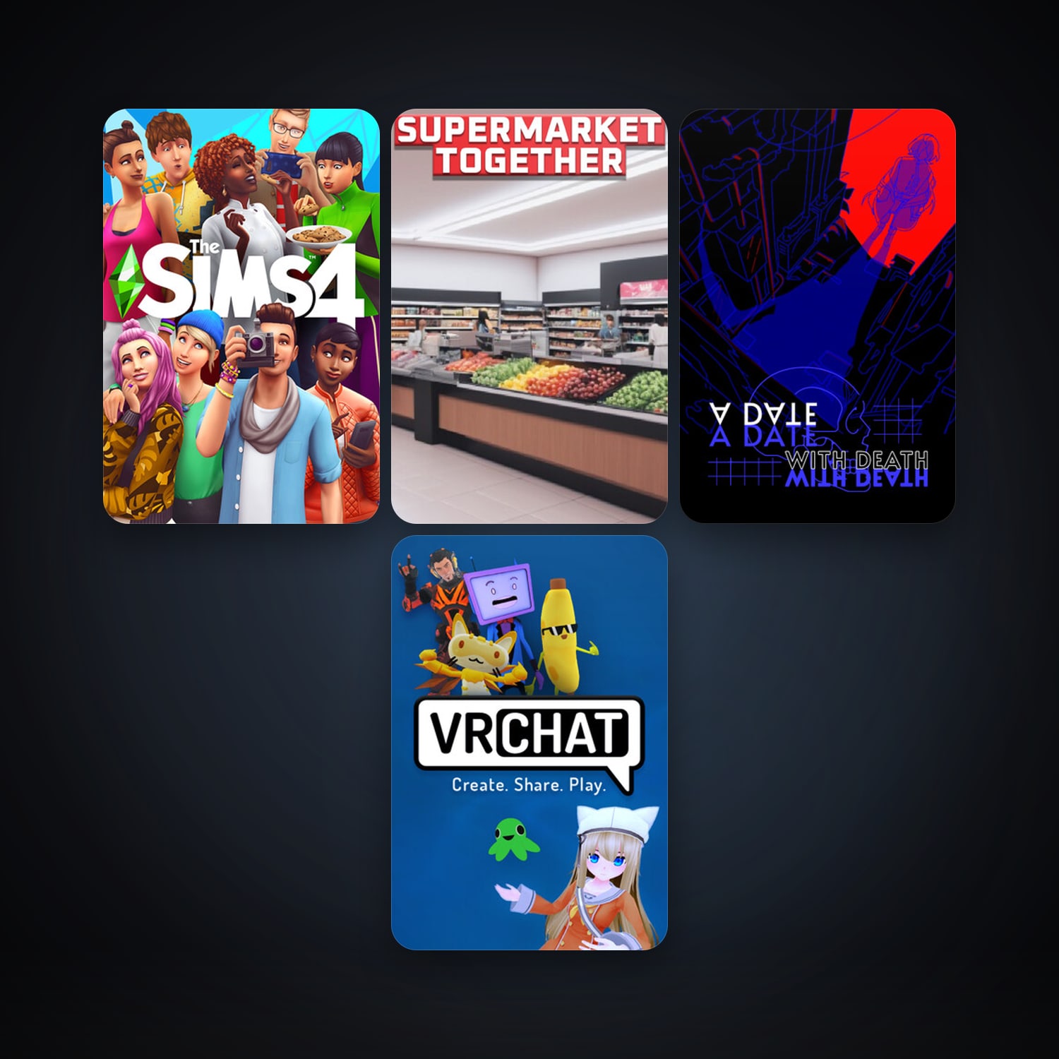 VRChat + The Sims 4, 11 games, clean — HabibiAccounts