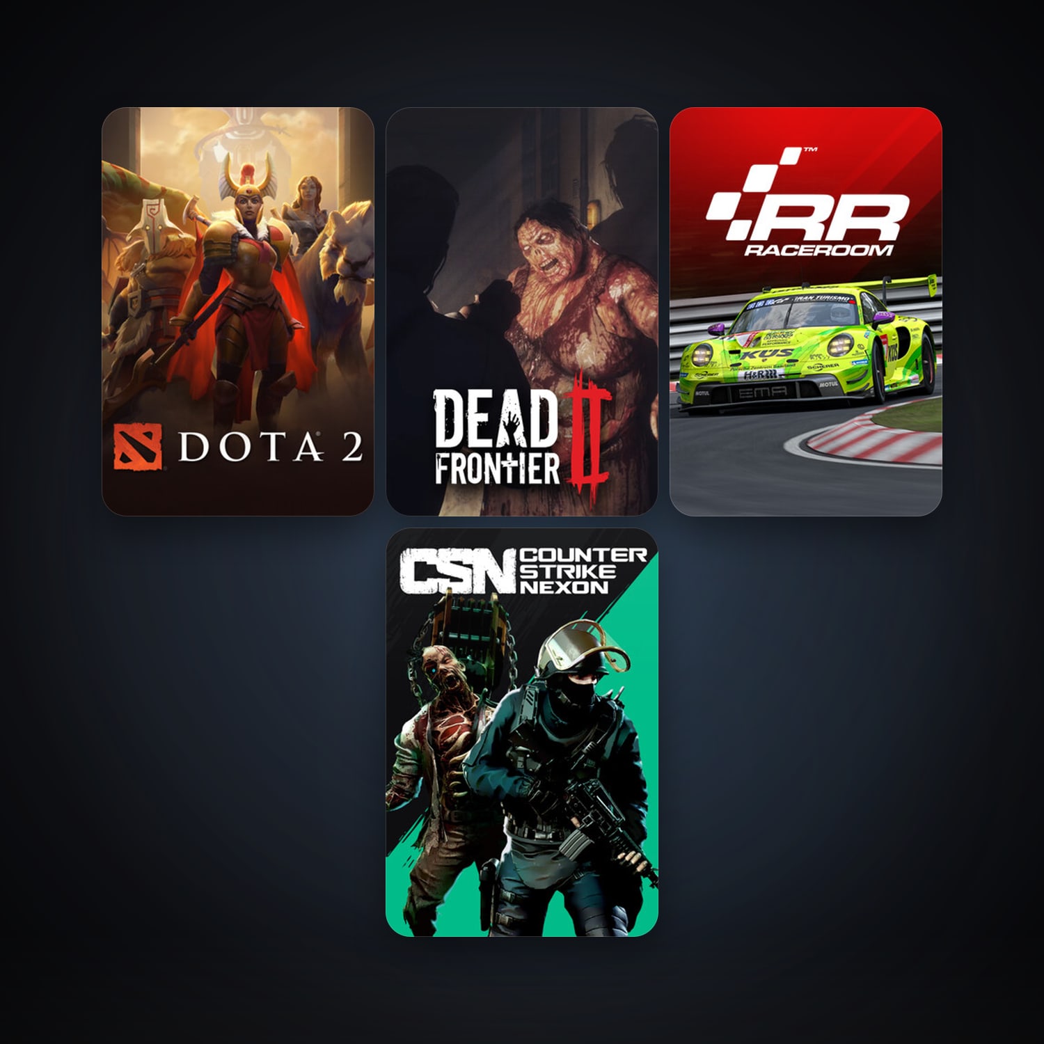 Dota 2 + RaceRoom Racing Experience, 6 games, clean — HabibiAccounts