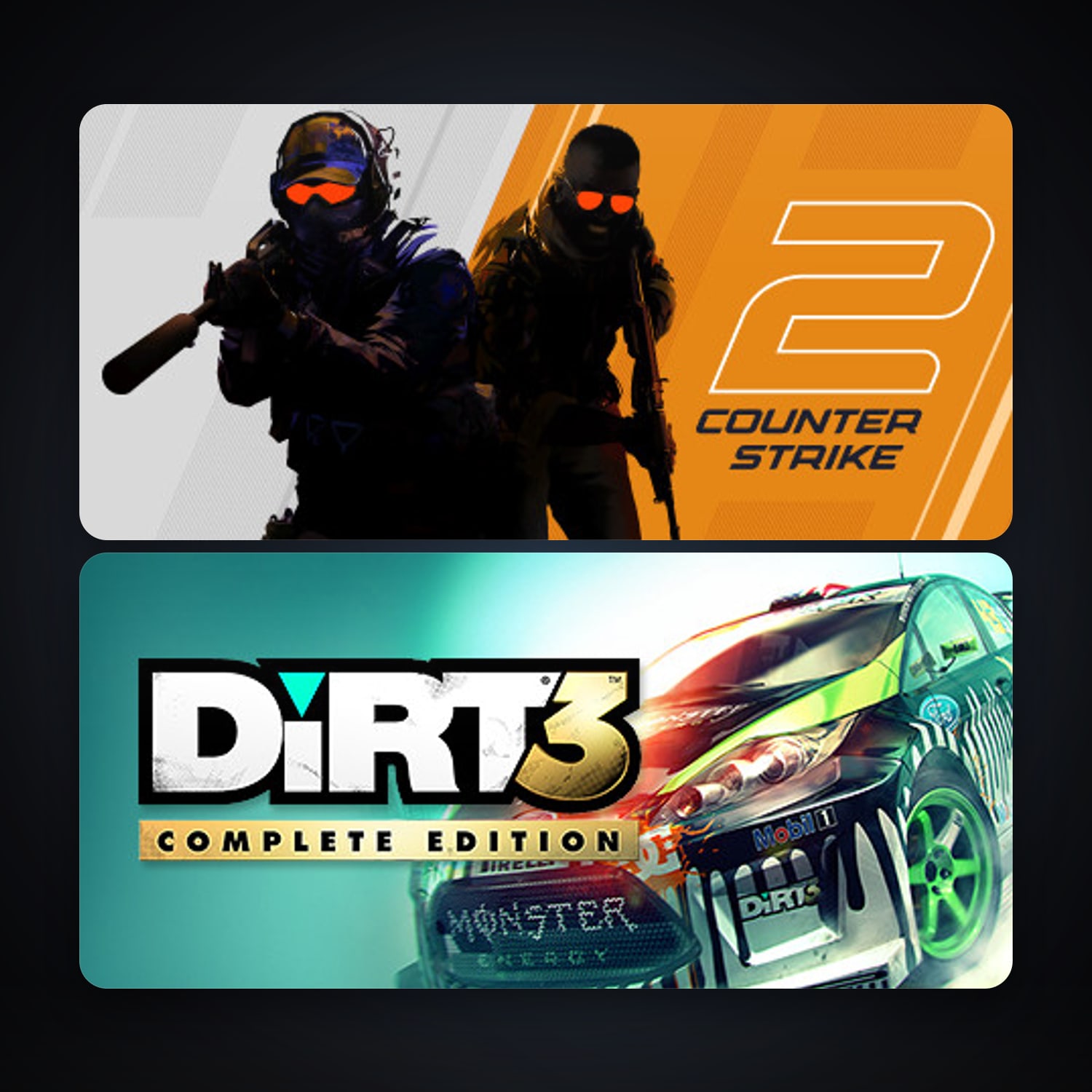 CS2 Prime + DiRT 3 Complete Edition, 2 games, clean — HabibiAccounts