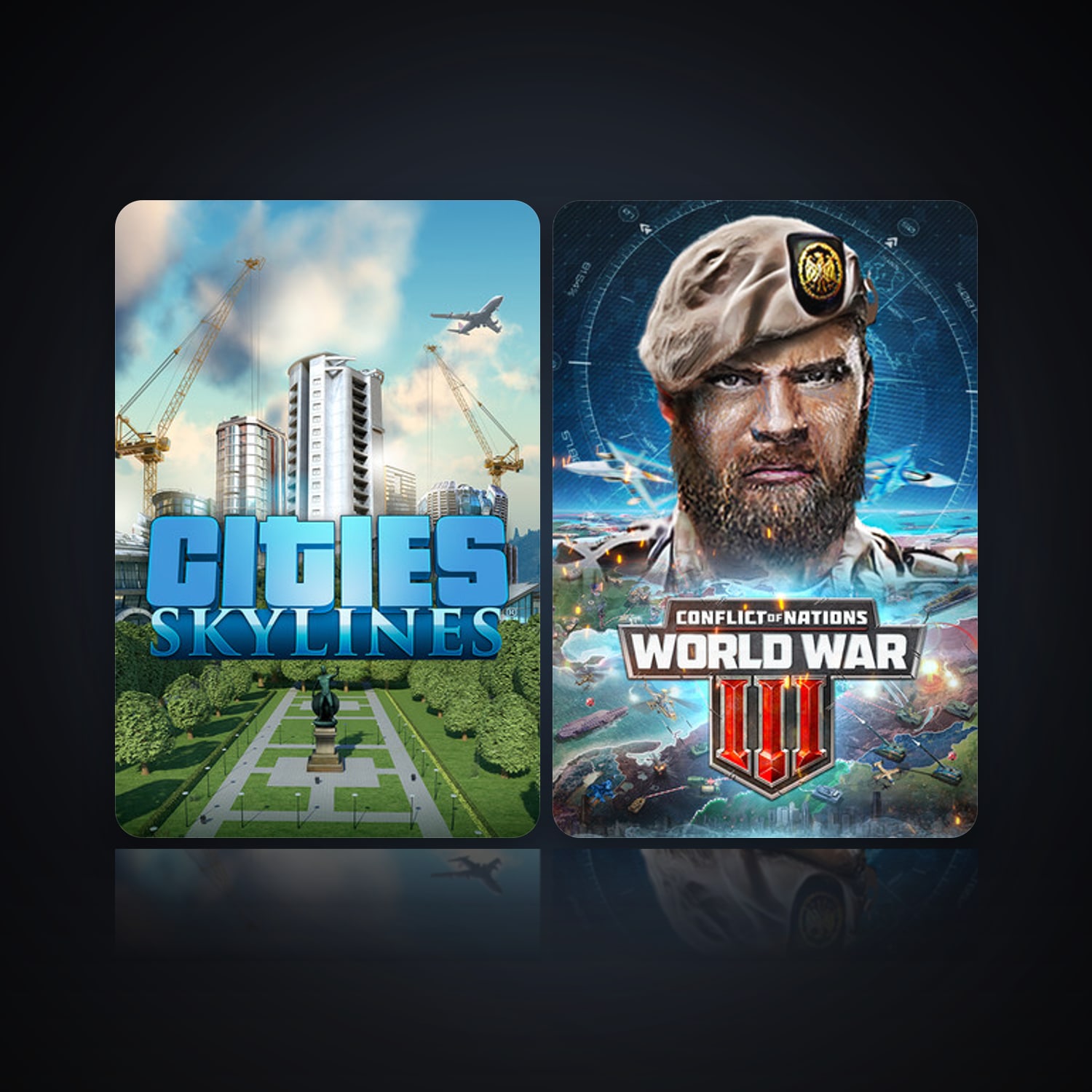 Cities: Skylines & CONFLICT OF NATIONS: WORLD WAR 3 — HabibiAccounts