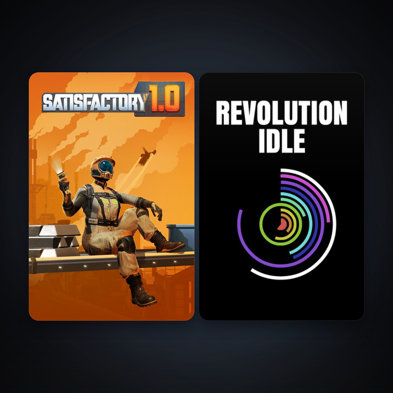 Satisfactory + Revolution Idle, 6 games, clean — HabibiAccounts