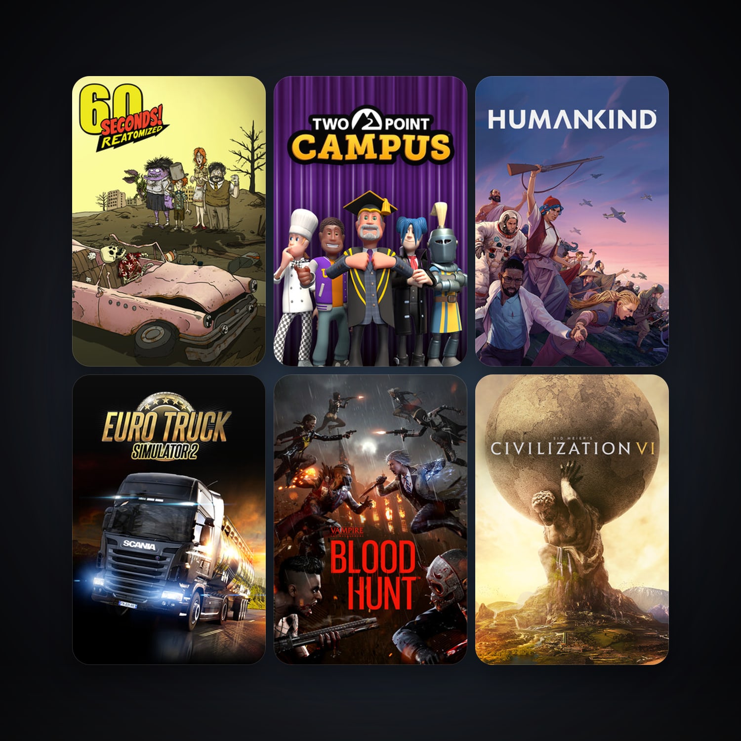 Euro Truck Simulator 2 + Sid Meier's Civilization VI, 7 games, clean — HabibiAccounts