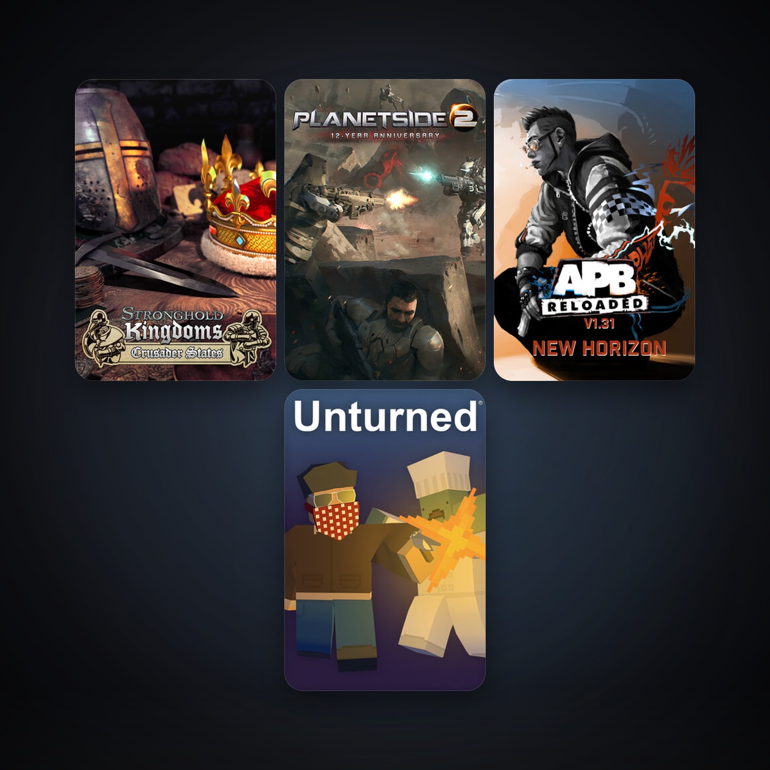 Stronghold Kingdoms + APB Reloaded, 5 games, clean — HabibiAccounts