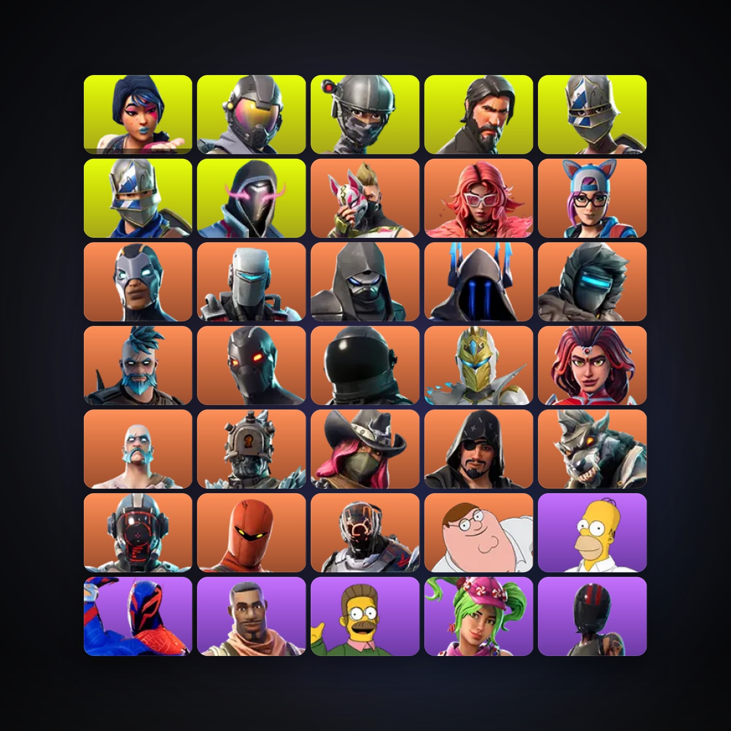 Fortnite locker — 86 skins — 4K V-Bucks — lvl 1480 — HabibiAccounts