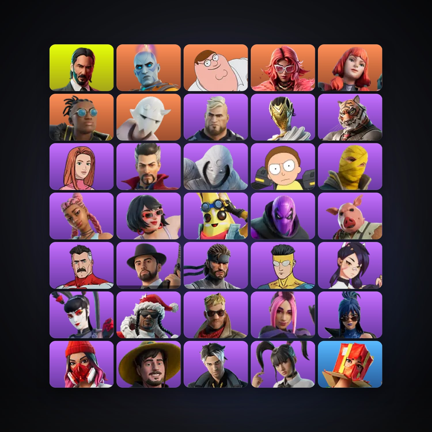 Fortnite locker — 40 skins — 200 V-Bucks — lvl 986 — HabibiAccounts