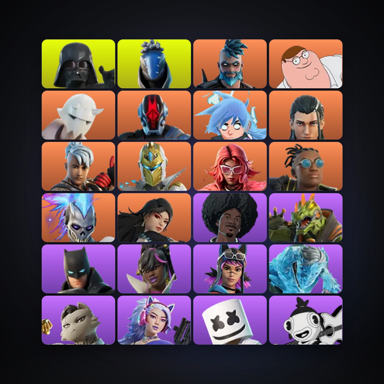 Fortnite locker — 194 skins — 1.1K V-Bucks — lvl 1659 — HabibiAccounts