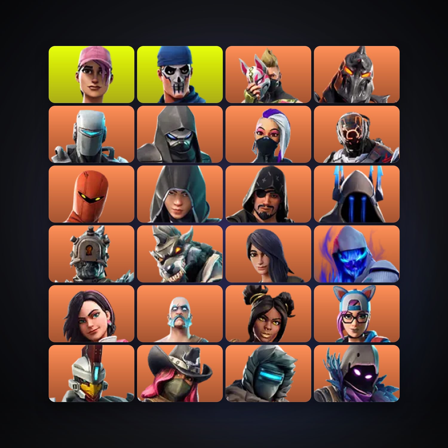 Fortnite locker — 69 skins — lvl 736 — HabibiAccounts