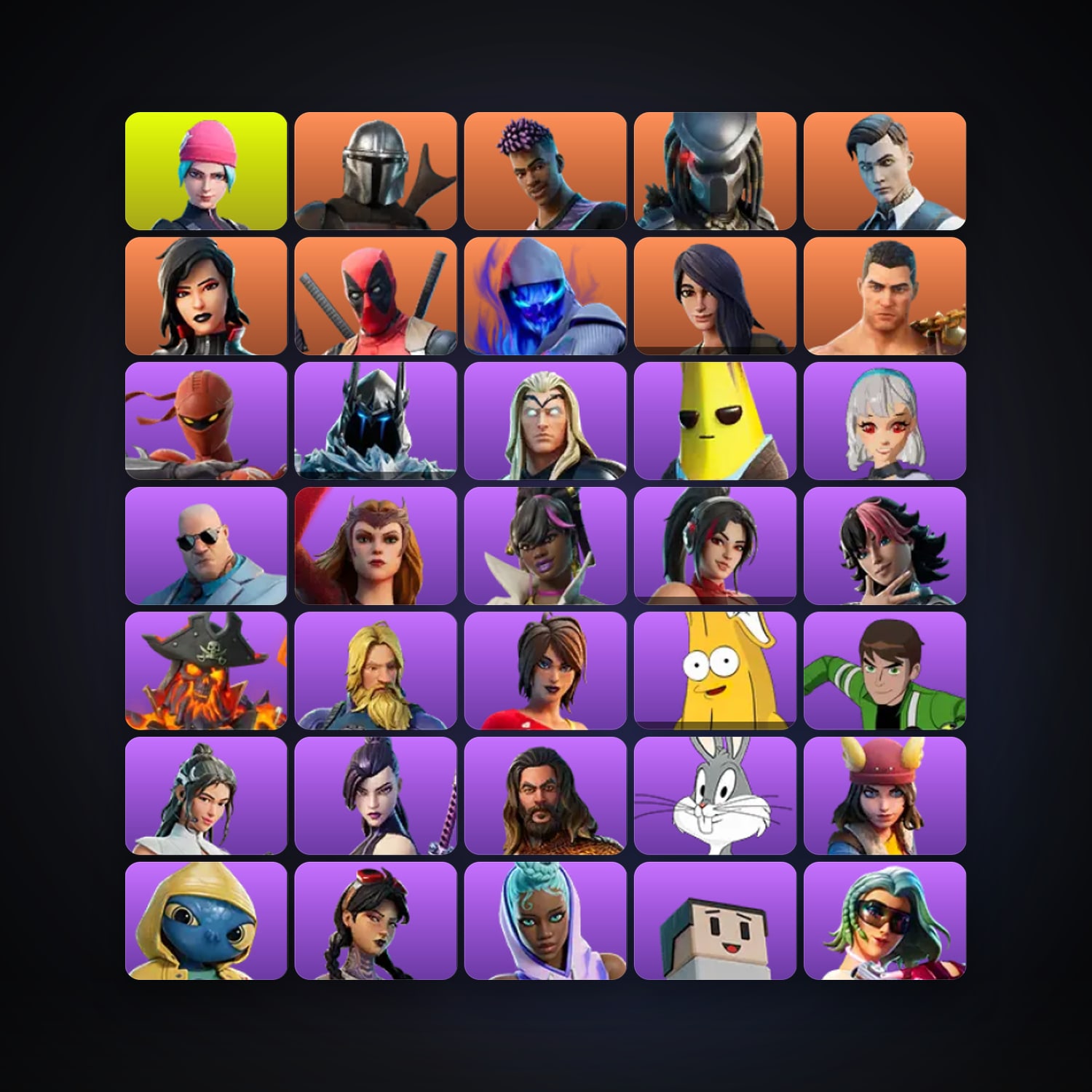 Fortnite locker — 96 skins — 1.4K V-Bucks — lvl 1642 — HabibiAccounts