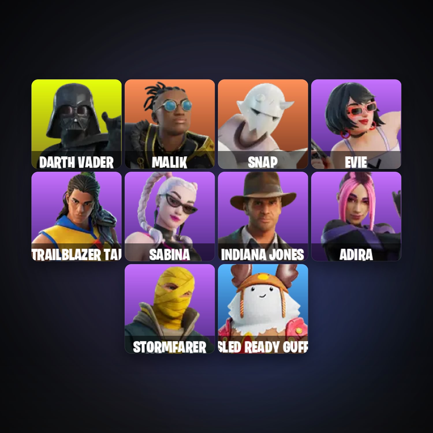 Fortnite locker — 14 skins — 100 V-Bucks — lvl 655 — HabibiAccounts