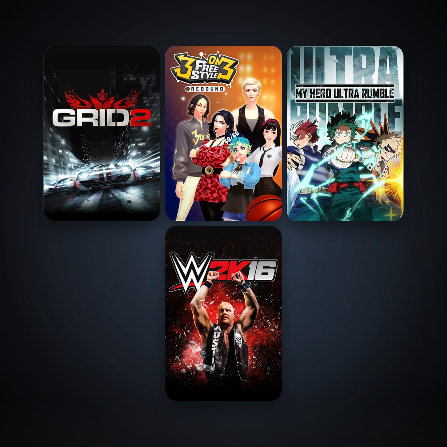 GRID 2 + WWE 2K16, 6 games, clean — HabibiAccounts