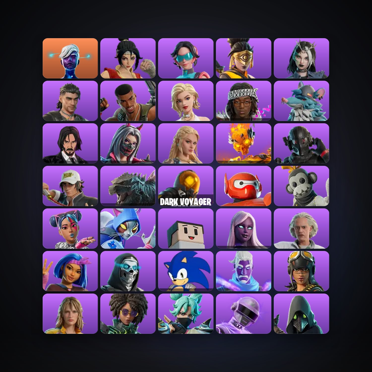 Fortnite locker — 64 skins — 1.4K V-Bucks — lvl 674 — HabibiAccounts