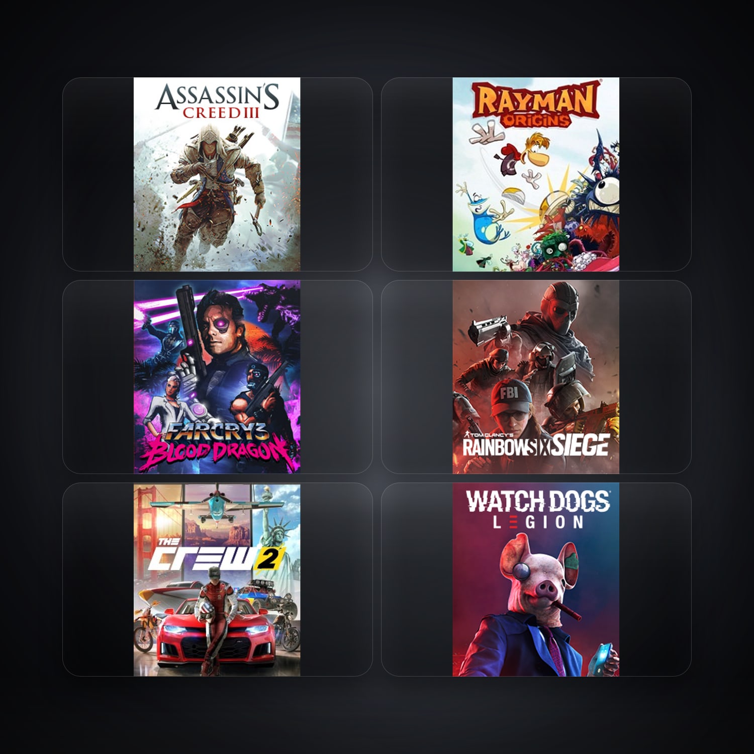 هالحساب يوبيسوفت فيه Assassin's Creed III وRayman Origins، FR، 6 ألعاب — HabibiAccounts
