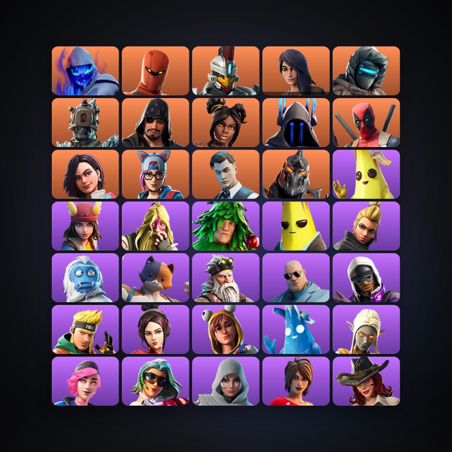Fortnite locker — 47 skins — 500 V-Bucks — lvl 2003 — HabibiAccounts