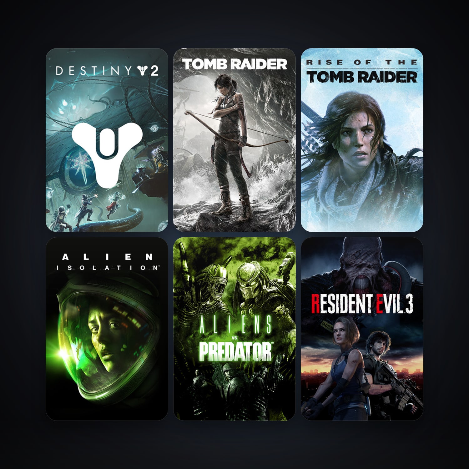 Aliens vs. Predator + Tomb Raider, 11 games, clean — HabibiAccounts