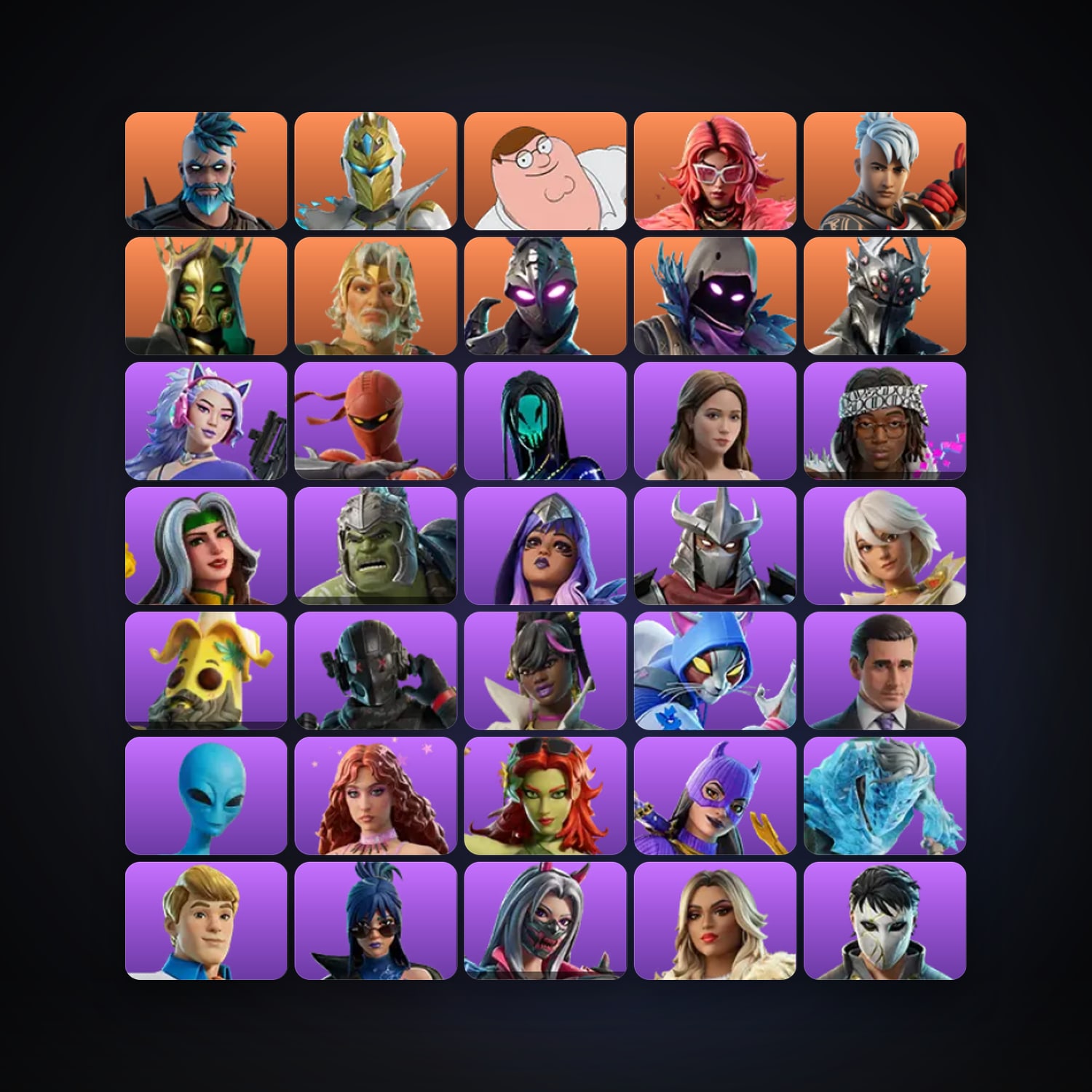 Fortnite locker — 198 skins — 2.4K V-Bucks — lvl 1489 — HabibiAccounts