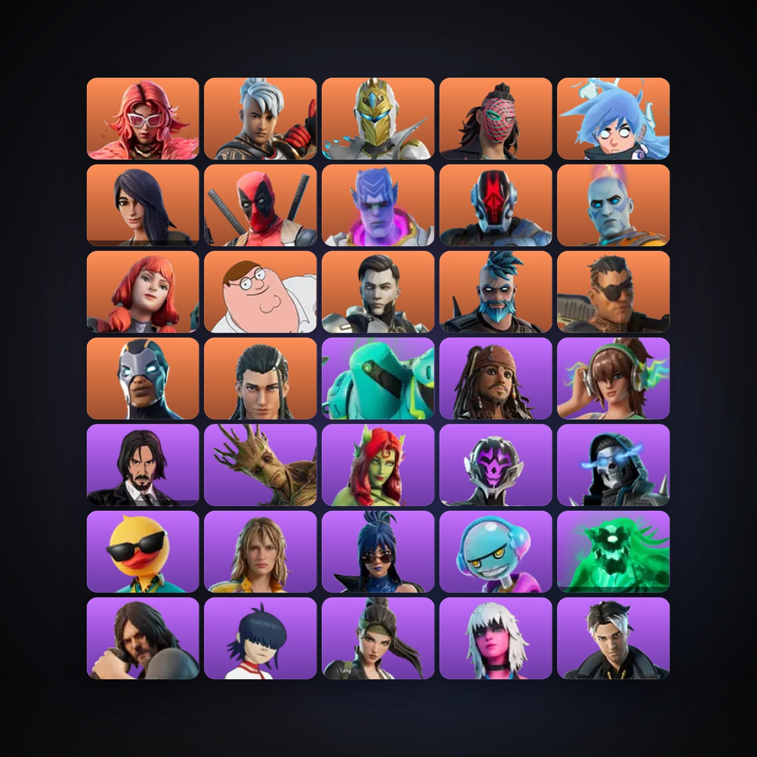 Fortnite locker — 198 skins — 350 V-Bucks — lvl 2277 — HabibiAccounts