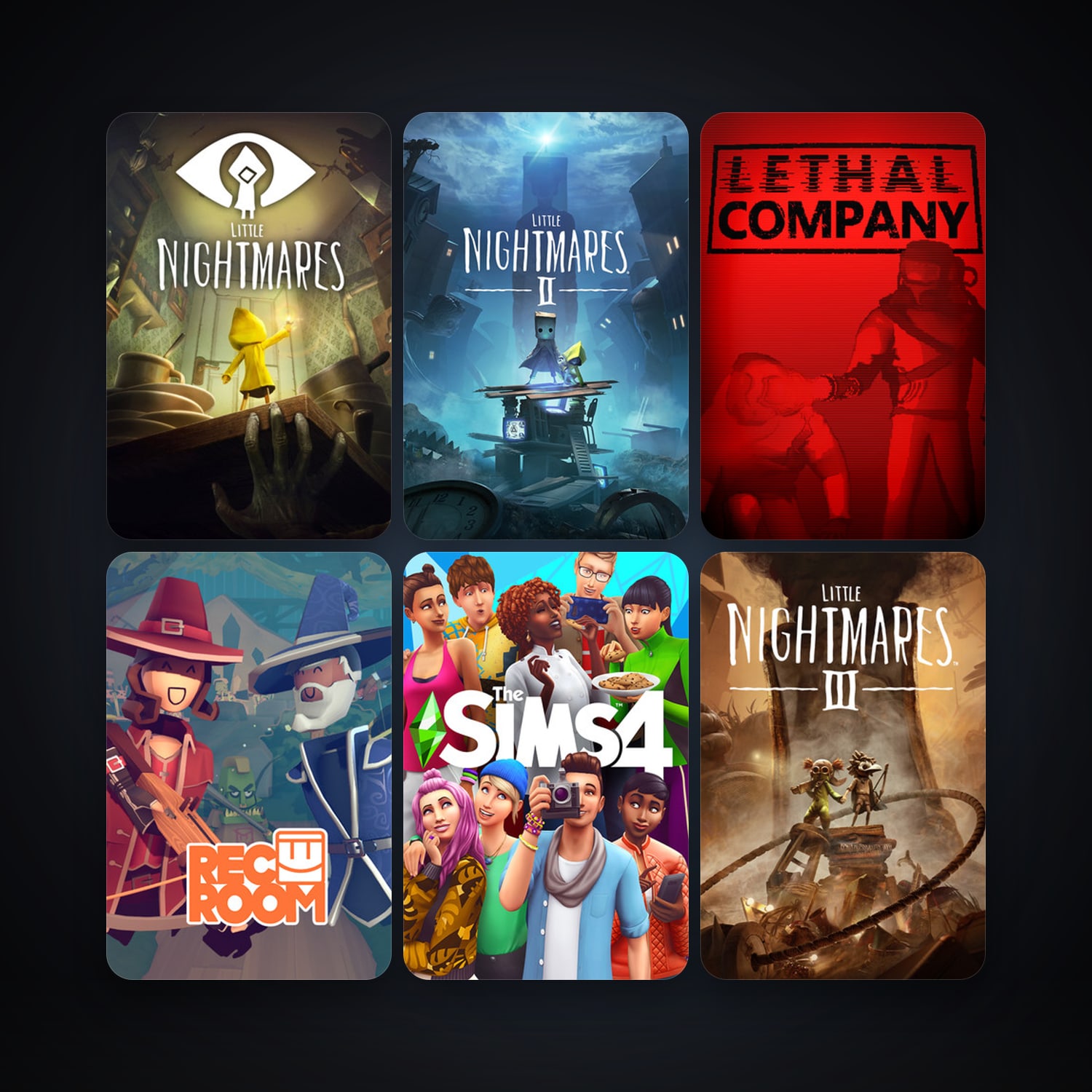 Little Nightmares + Rec Room, 17 games, clean — HabibiAccounts