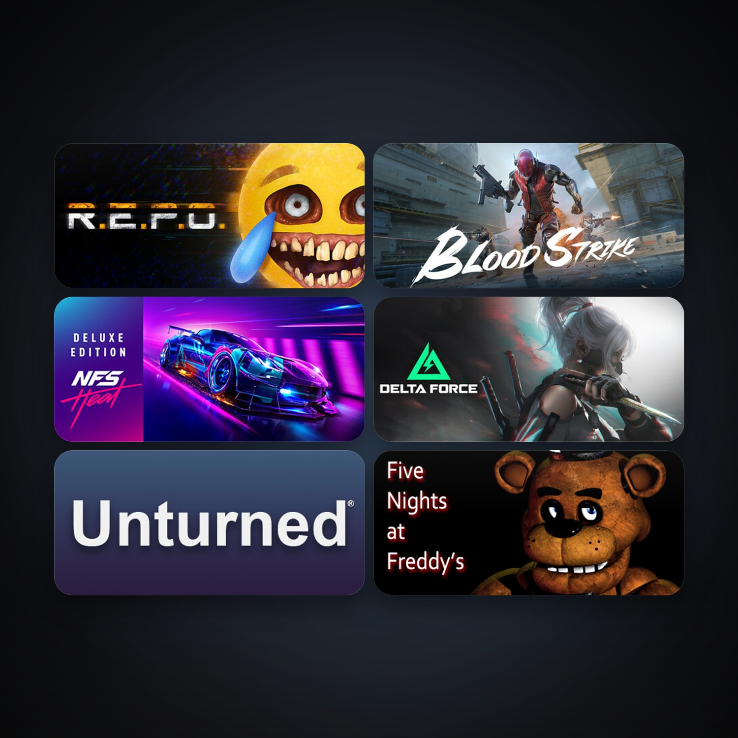 Unturned + Five Nights at Freddy's, 8 games, clean — HabibiAccounts