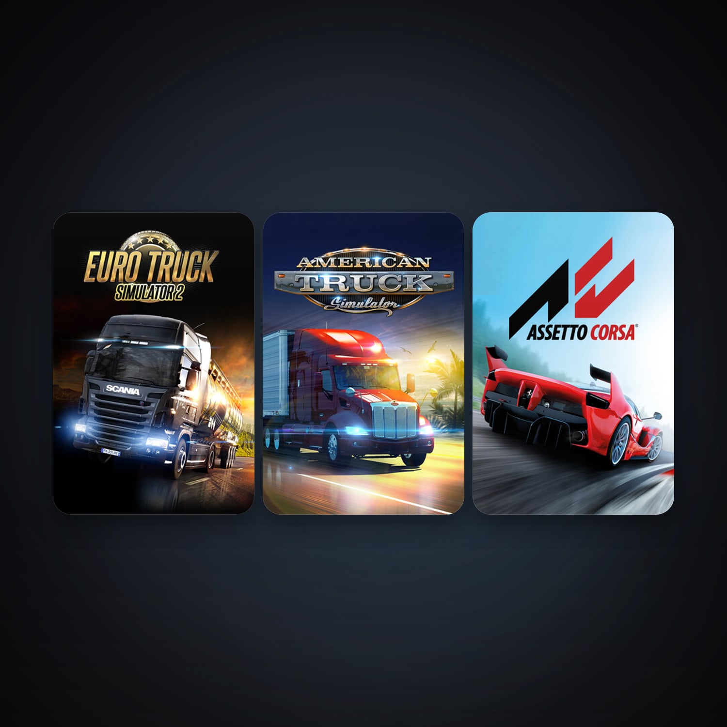 Euro Truck Simulator 2 + Assetto Corsa, 4 games, clean — HabibiAccounts