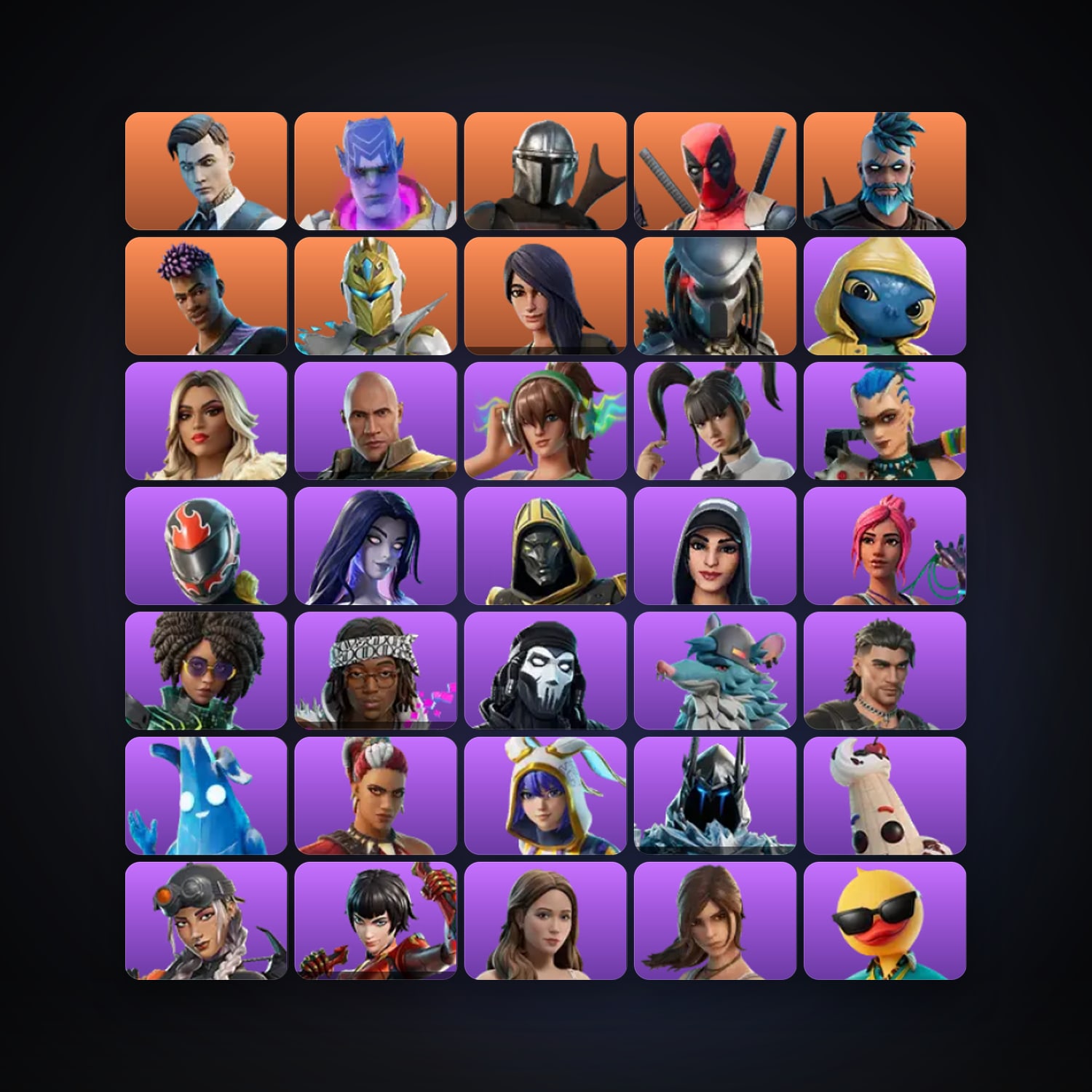 Fortnite locker — 85 skins — 100 V-Bucks — lvl 1252 — HabibiAccounts