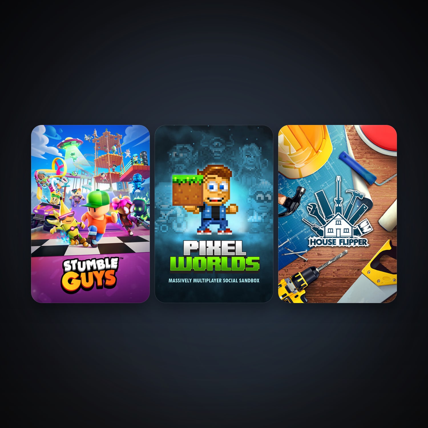House Flipper + Pixel Worlds: MMO Sandbox, 11 games, clean — HabibiAccounts