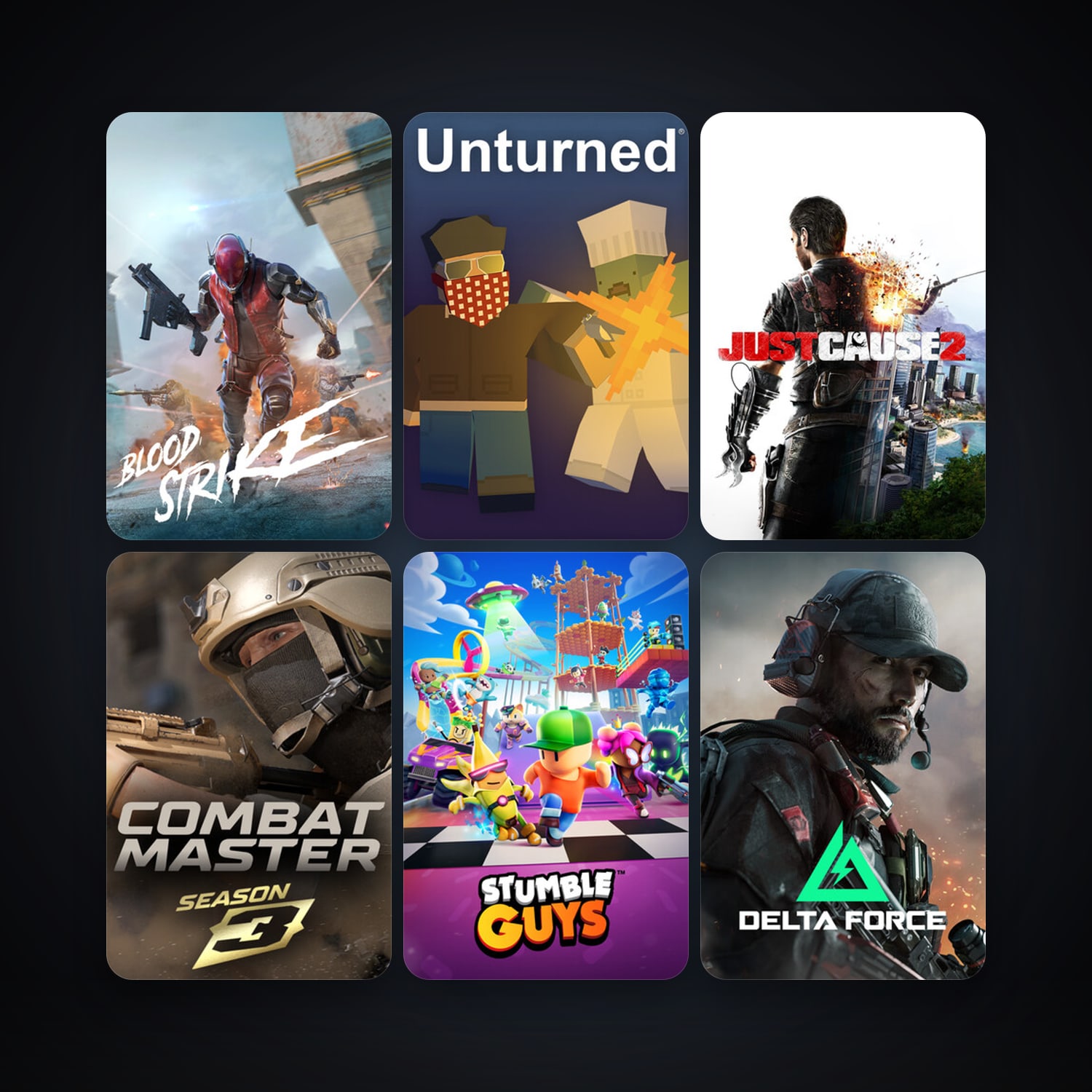 Just Cause 2 + Unturned, 16 games, clean — HabibiAccounts