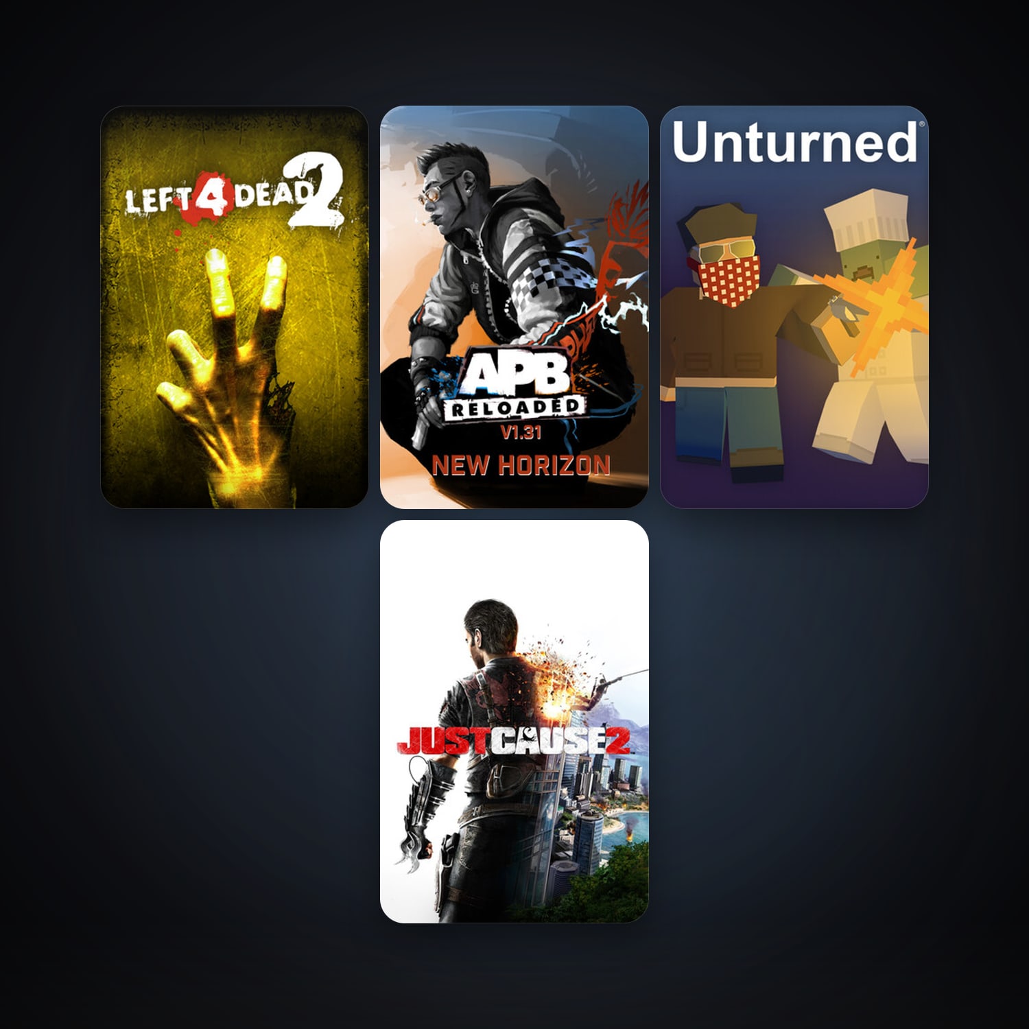 Left 4 Dead 2 + Just Cause 2, 10 games, clean — HabibiAccounts