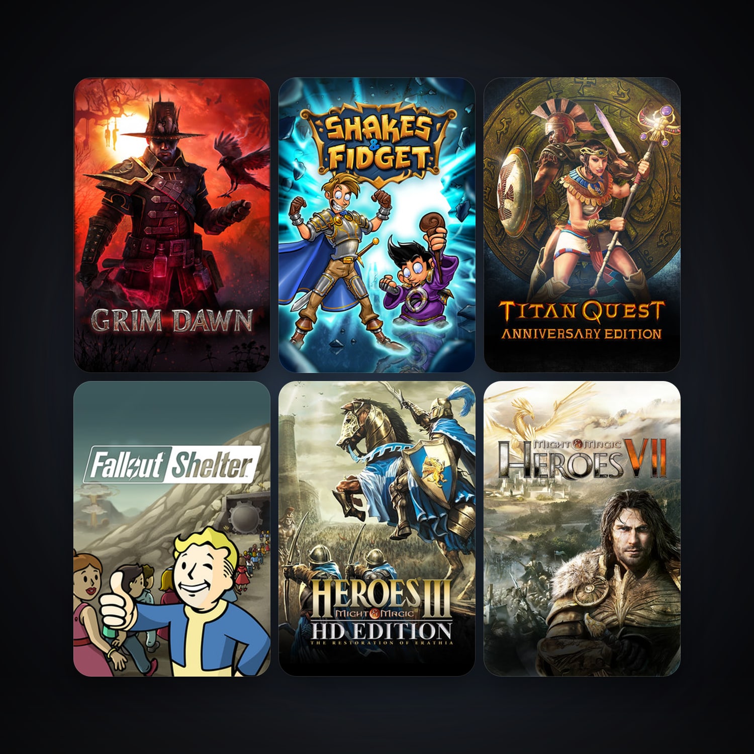 Might & Magic: Heroes VI + Grim Dawn, 69 games, clean — HabibiAccounts