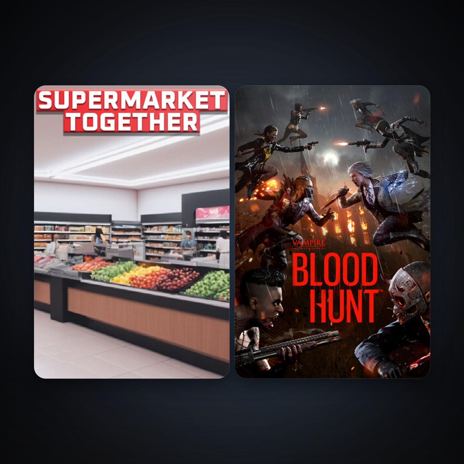 Supermarket Together & Vampire: The Masquerade - Bloodhunt | 10 Games | Clean — HabibiAccounts