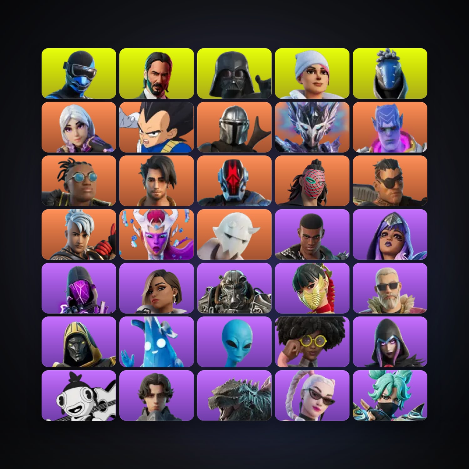 Fortnite locker — 117 skins — 1.6K V-Bucks — lvl 3169 — HabibiAccounts