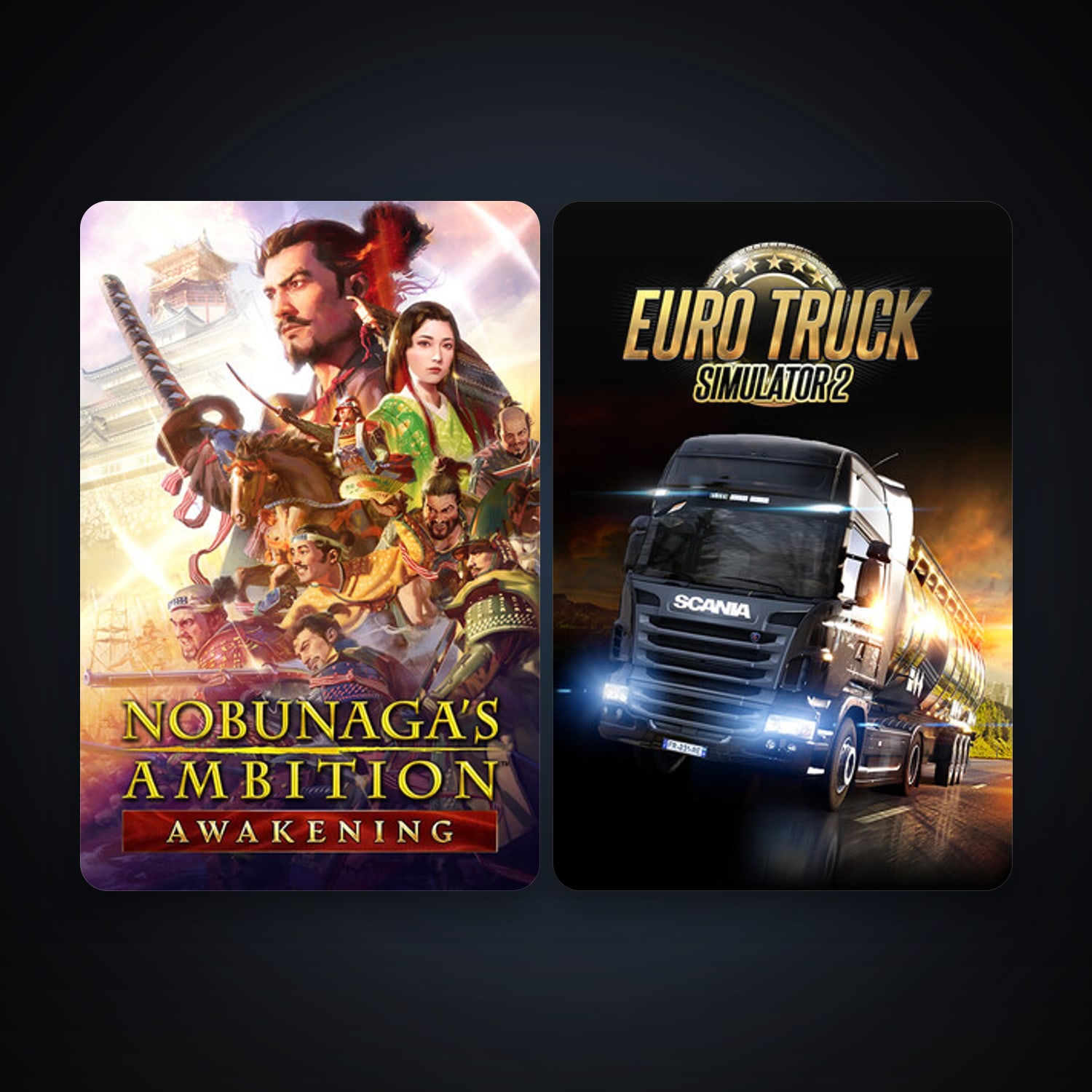 Euro Truck Simulator 2 + NOBUNAGA'S AMBITION: Awakening, 2 games, clean — HabibiAccounts