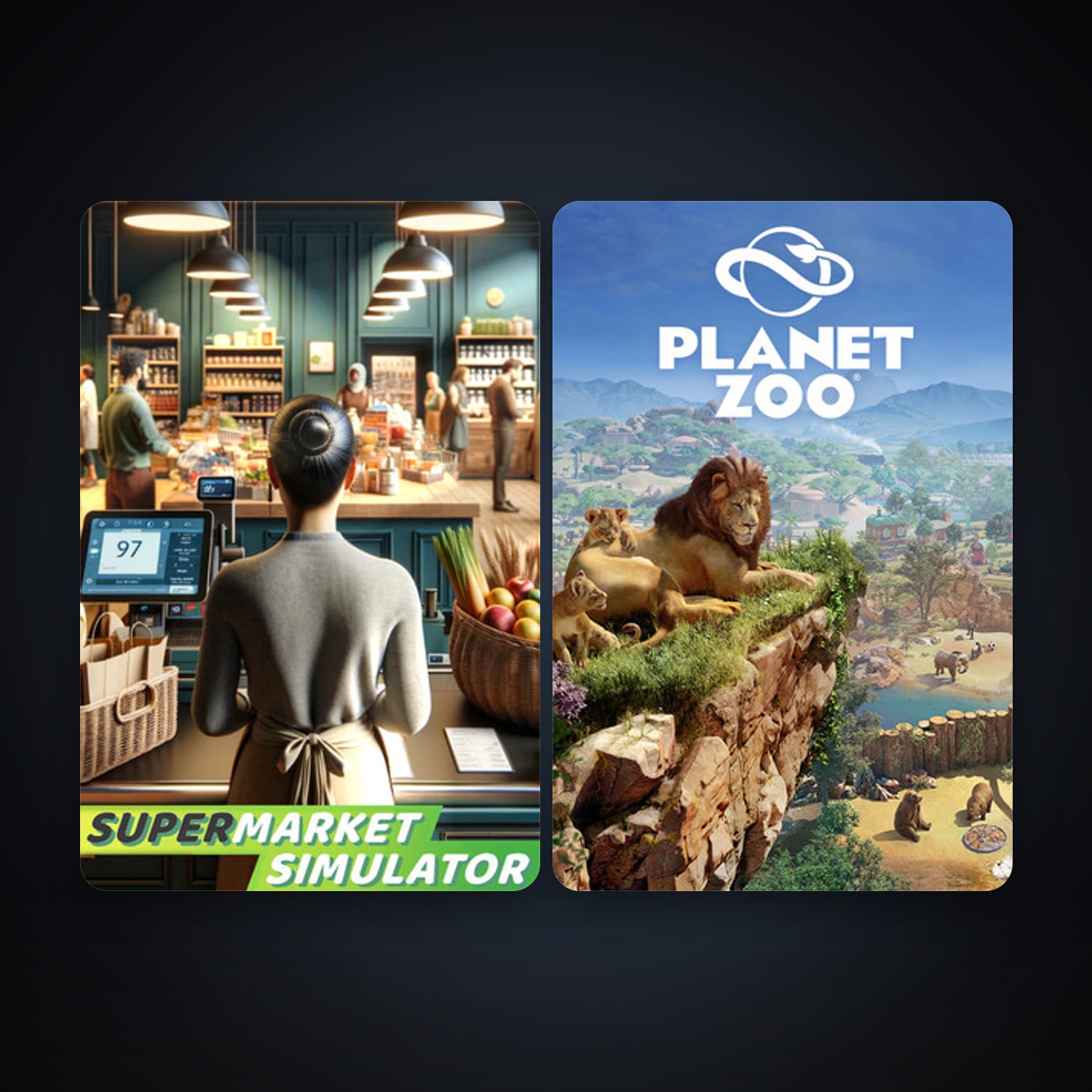 Planet Zoo + Supermarket Simulator, 3 games, clean — HabibiAccounts