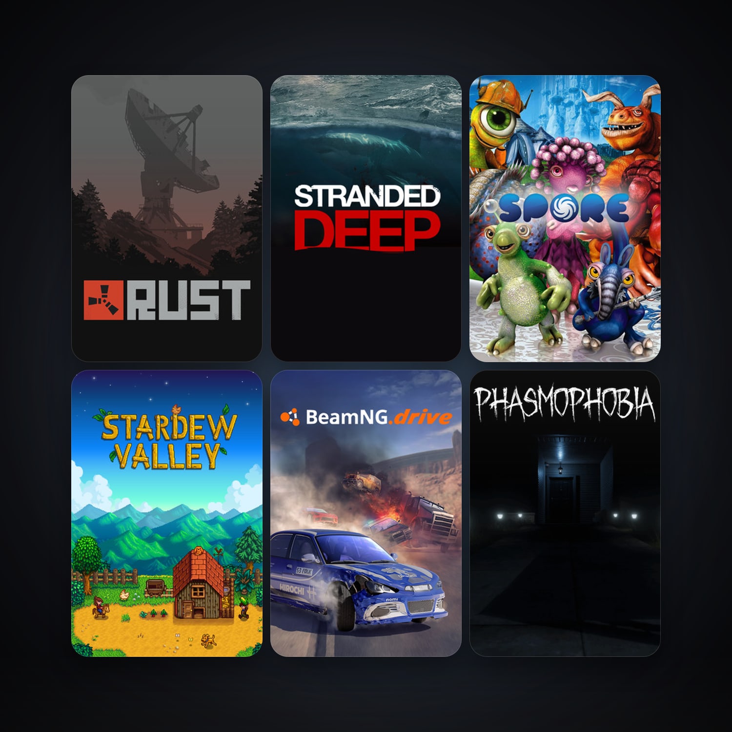 SPORE + Rust, 26 games, Steam 13, clean — HabibiAccounts