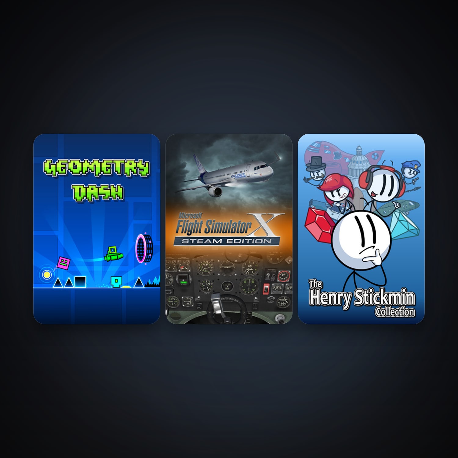 Microsoft Flight Simulator X: Steam Edition + Geometry Dash, 11 games, clean — HabibiAccounts