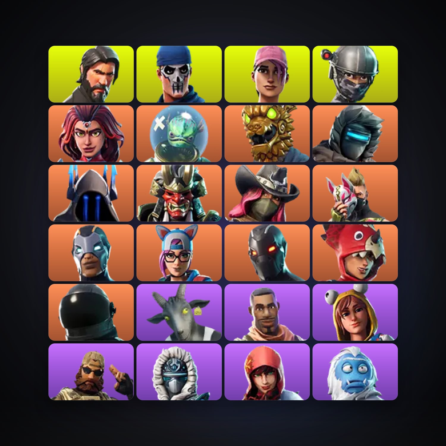 Fortnite locker — 53 skins — 400 V-Bucks — lvl 484 — HabibiAccounts