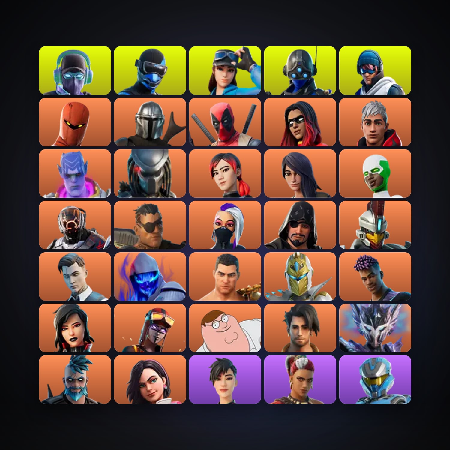Fortnite locker — 190 skins — 300 V-Bucks — lvl 2137 — HabibiAccounts