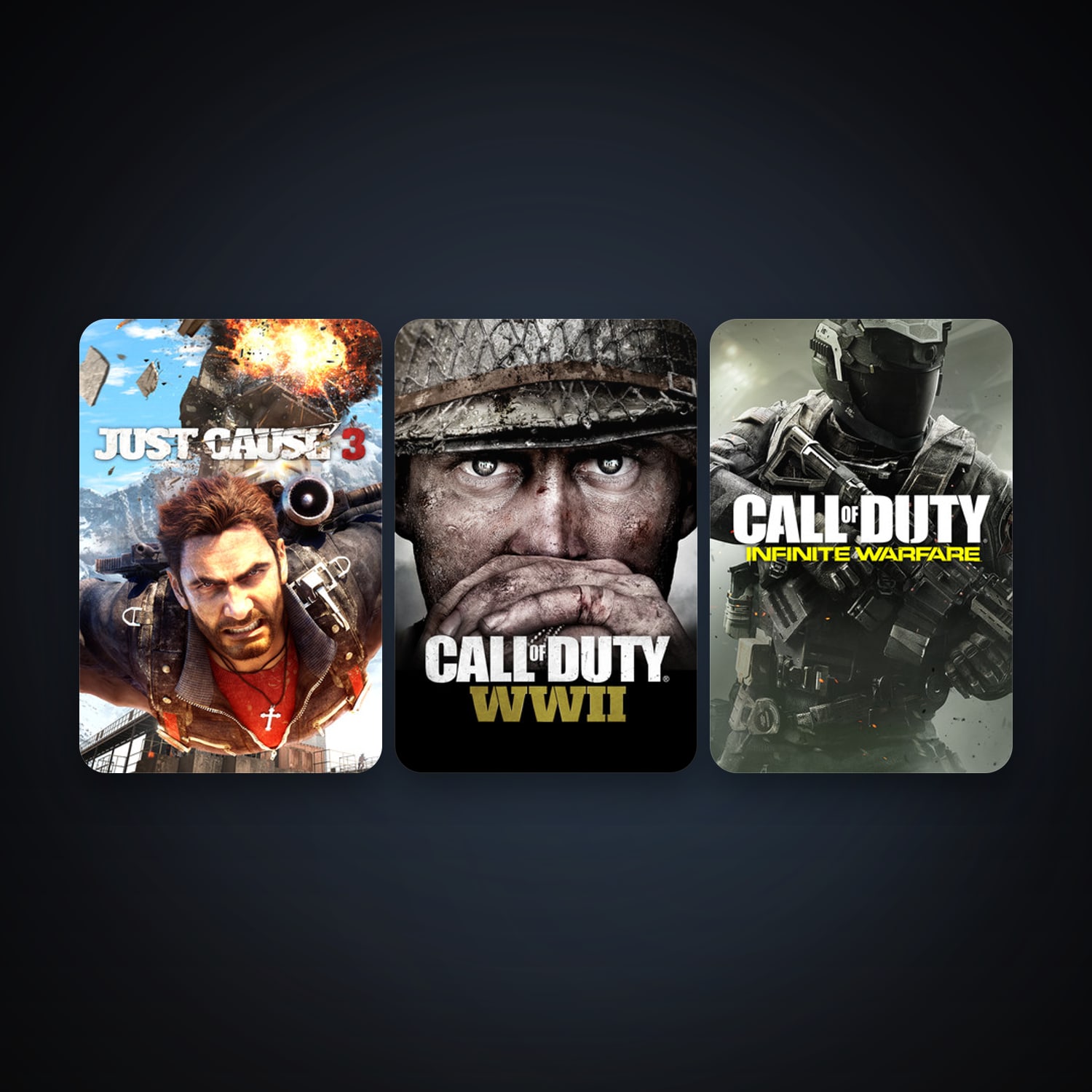 Just Cause 3 + Call of Duty: Infinite Warfare, 6 games, clean — HabibiAccounts