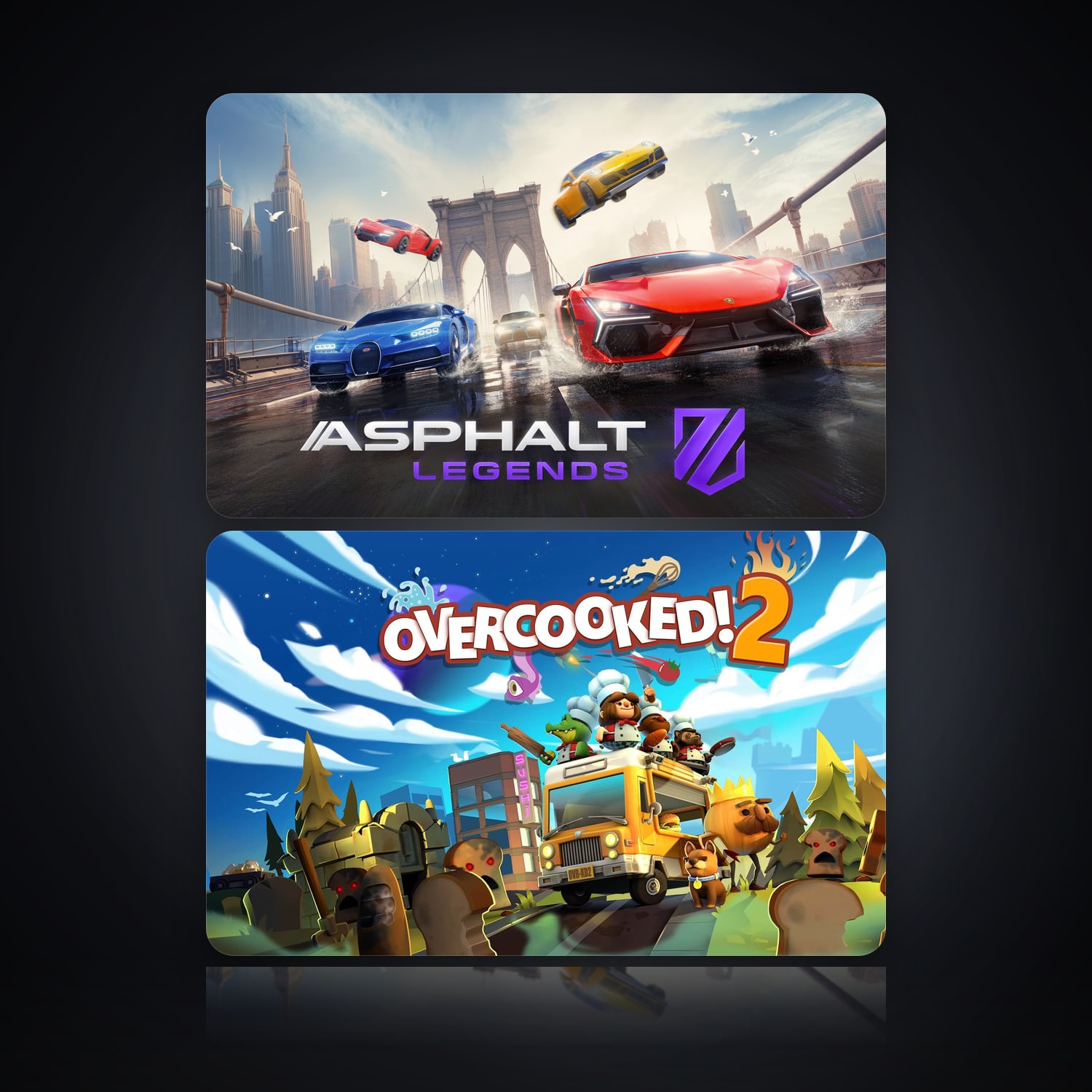Asphalt Legends Unite & Overcooked! 2 | 2 Games — HabibiAccounts