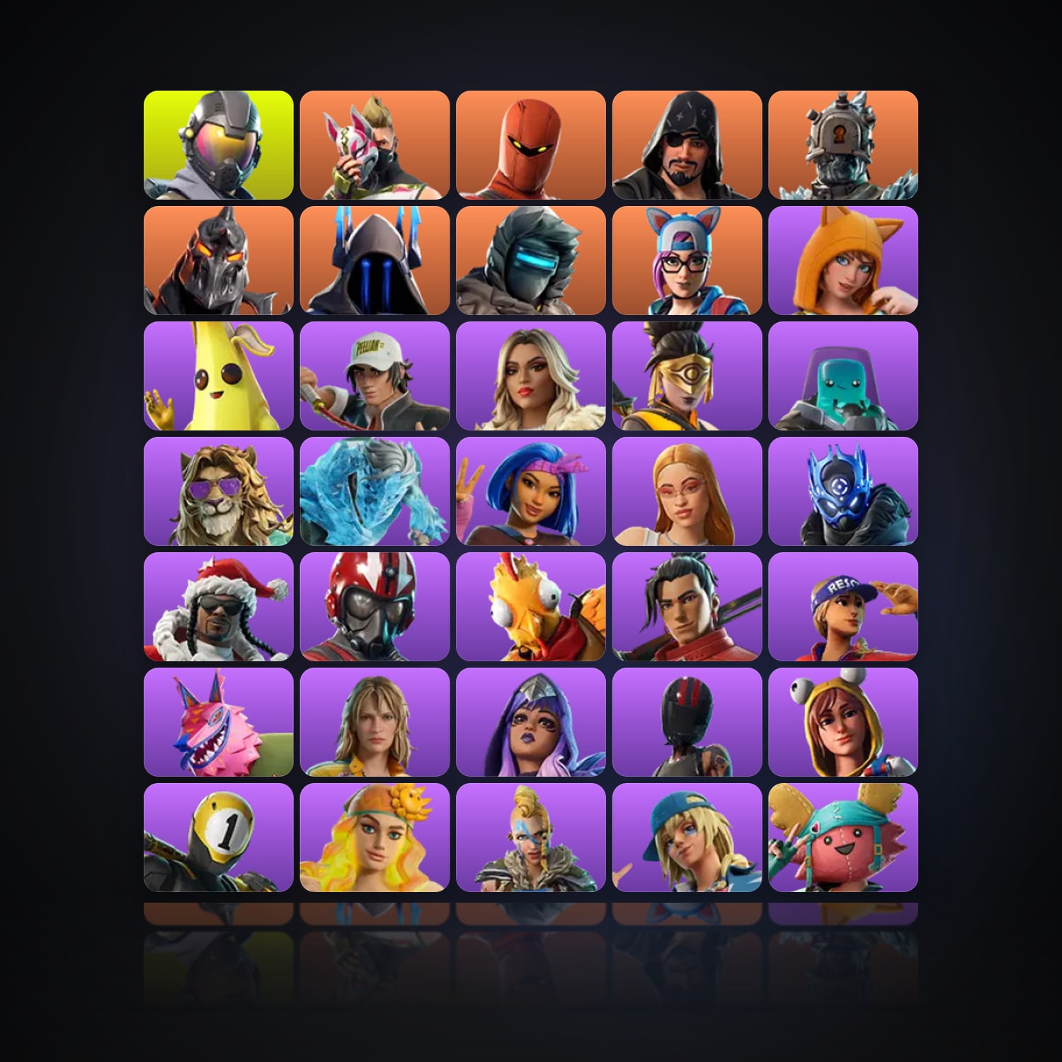 هالحساب فورتنايت، لوكر 70 سكن، 600 فيبوكس، لفل 971، 76 فوز — HabibiAccounts