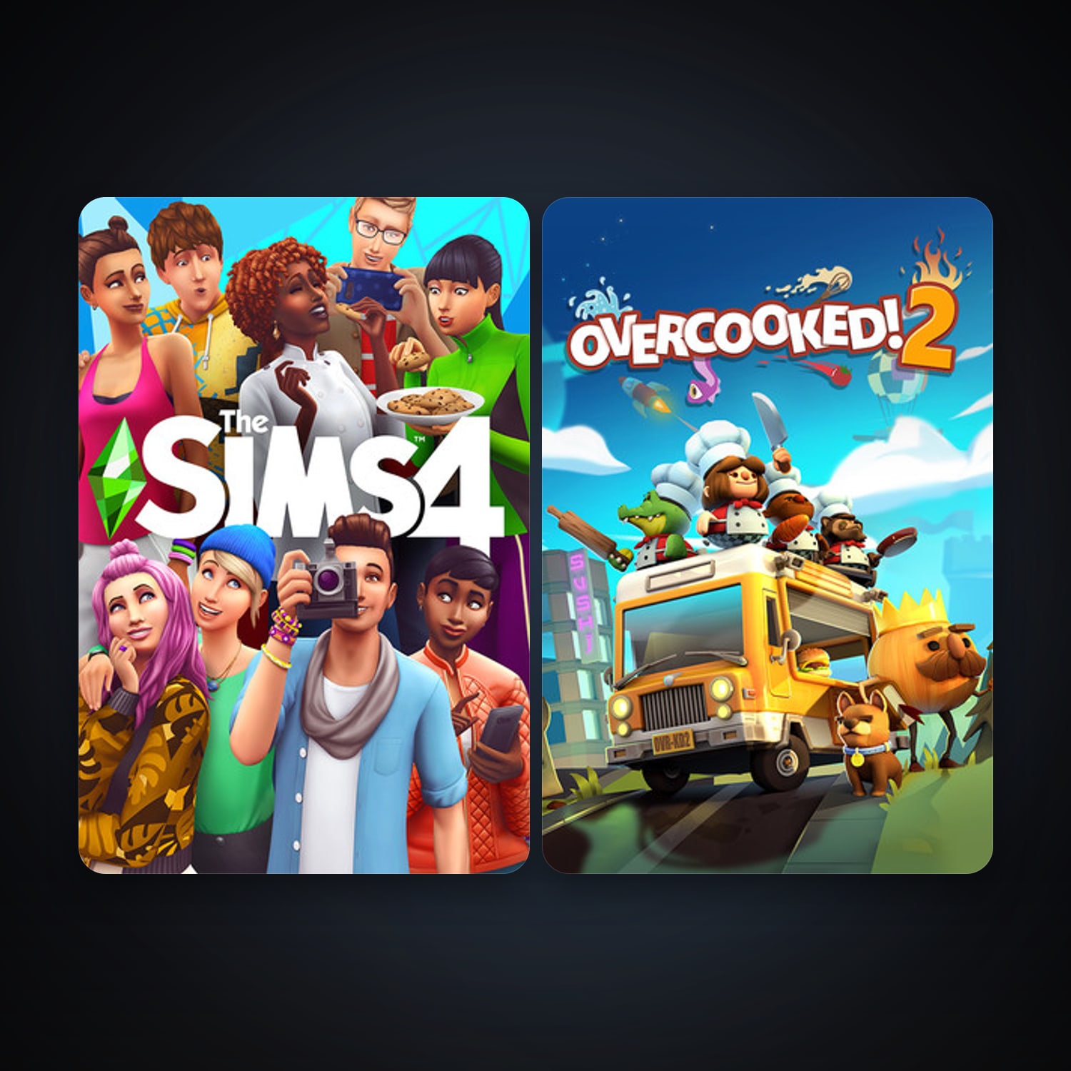 Overcooked! 2 + The Sims 4, 2 games, clean — HabibiAccounts