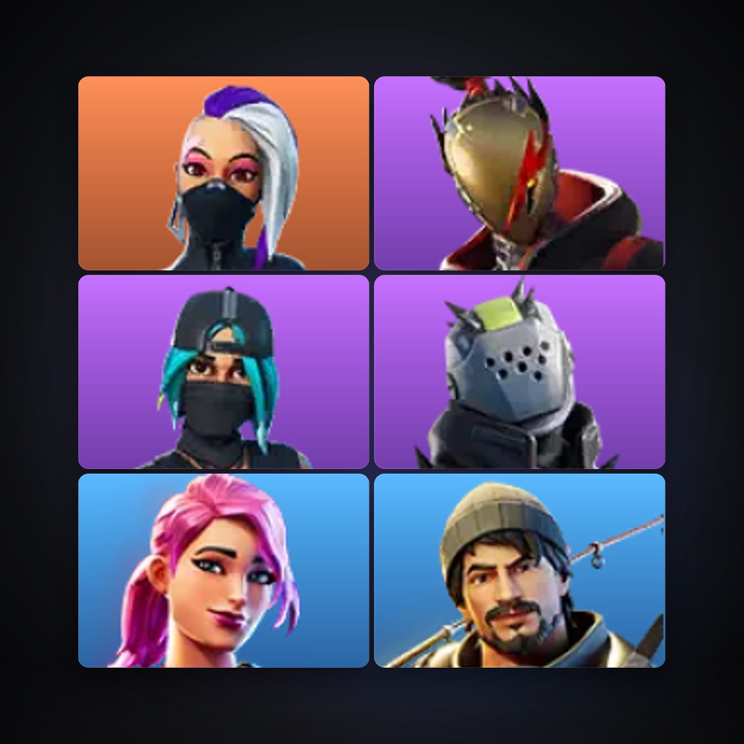 Fortnite locker — 6 skins — 700 V-Bucks — lvl 80 — HabibiAccounts