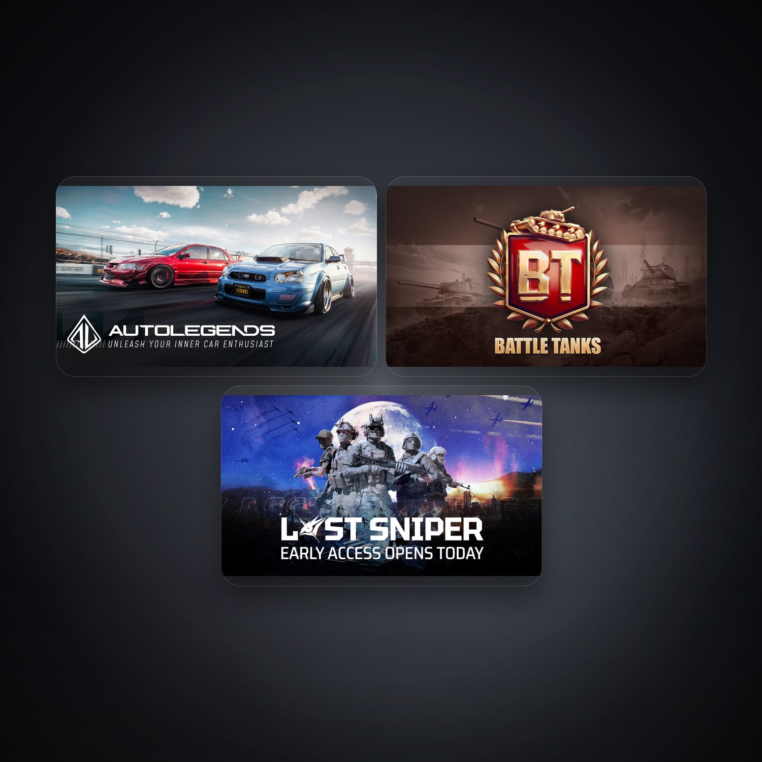 هالحساب إبك فيه Auto Legends وBattle Tanks، IN، 3 ألعاب — HabibiAccounts