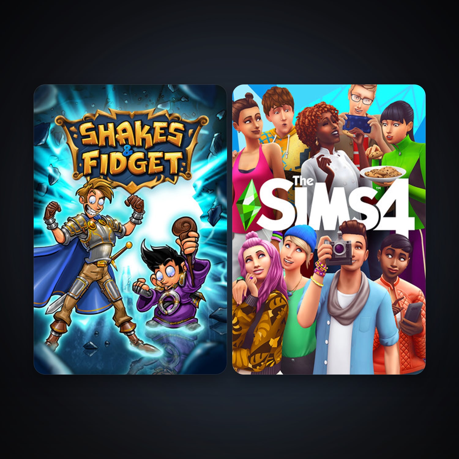 Shakes and Fidget + The Sims 4, 2 games, clean — HabibiAccounts