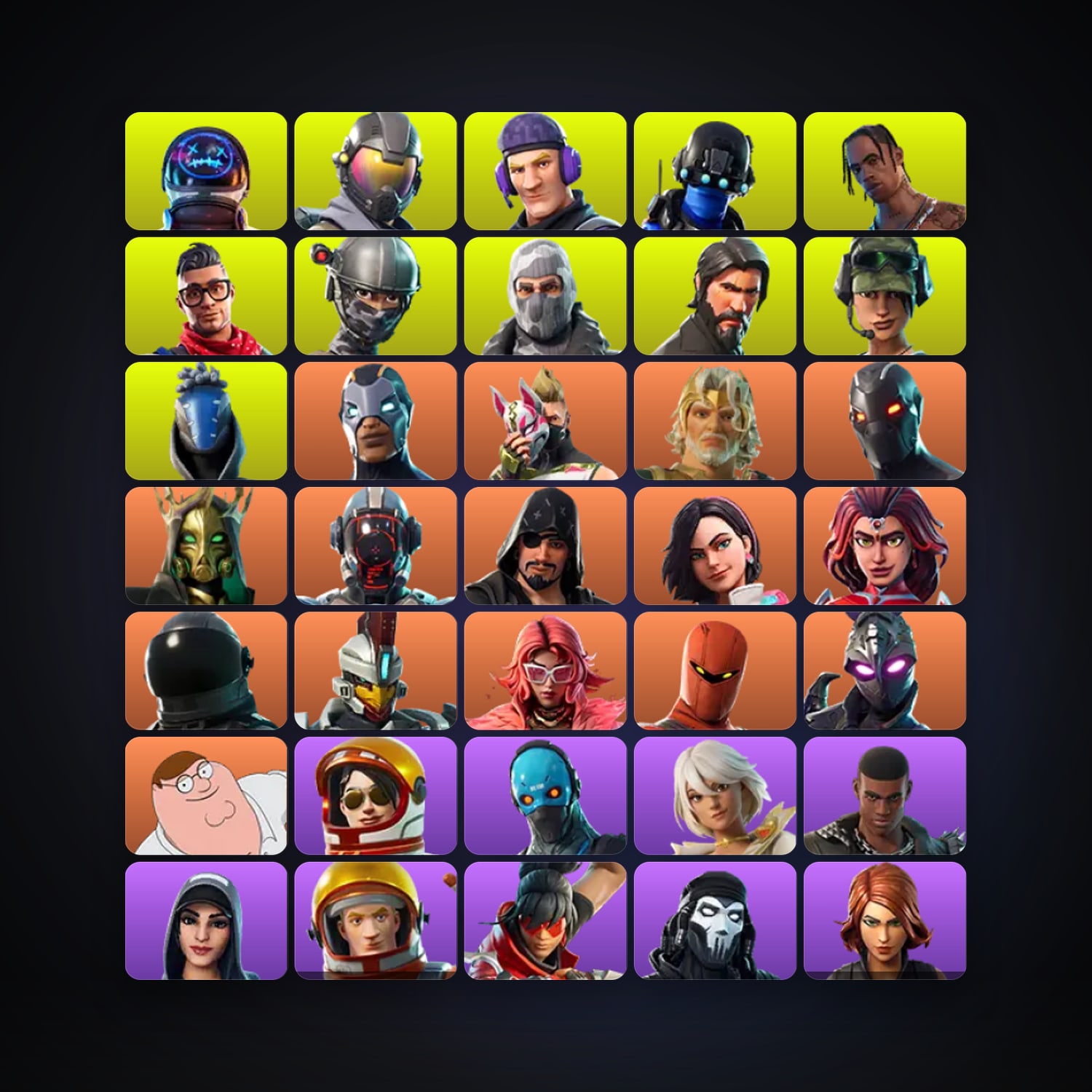 Fortnite locker — 69 skins — 300 V-Bucks — lvl 699 — HabibiAccounts